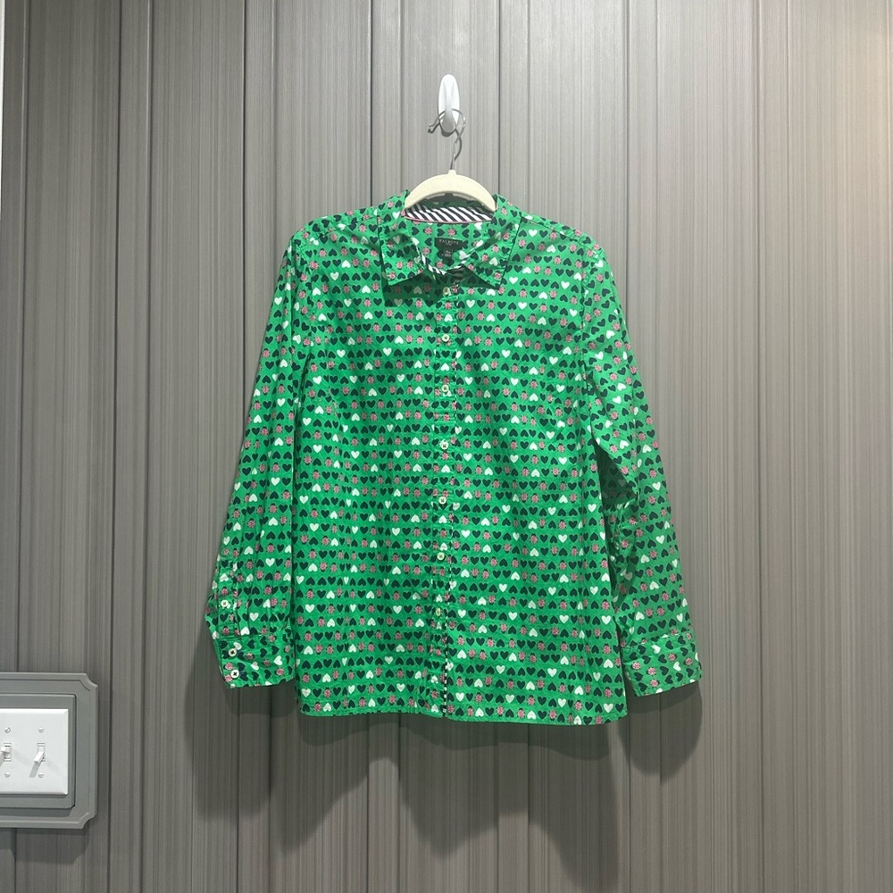 Talbots Ladybug Heart Pattern Button Down Artsy C… - image 3
